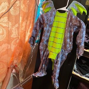 Jumpsuit dinosaur character hood